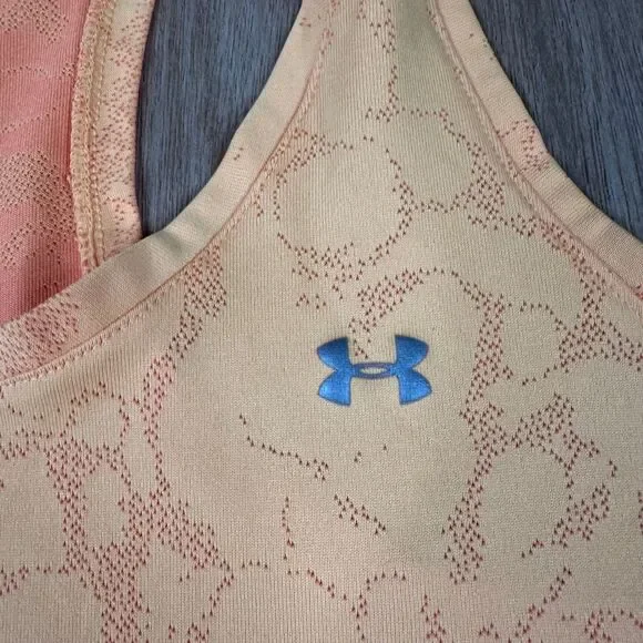 Under Armour Womens XL HeatGear Racerback Tank Top Orange Peach Activewear - Picture 2 of 6